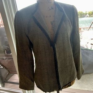 Beautiful Doncaster Designer Jacket Size Small.  Yellow/Black Tweed with Fringe